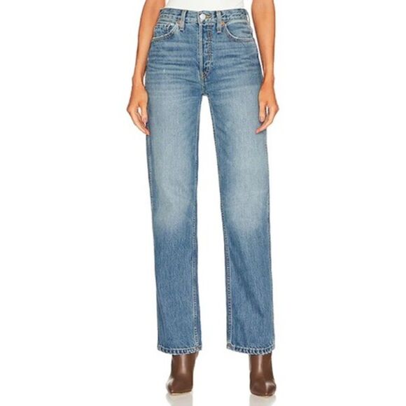 REDONE 90S High Rise Loose Denim Pants - Blue Haze